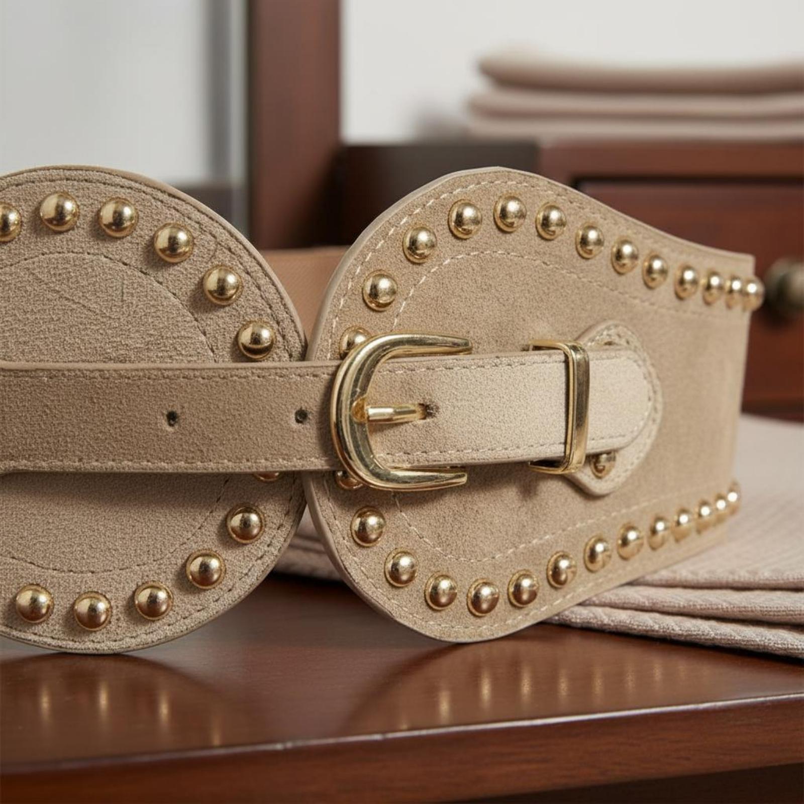 Leather Works Belt - Women Elastic Waist Belt Suede Faux