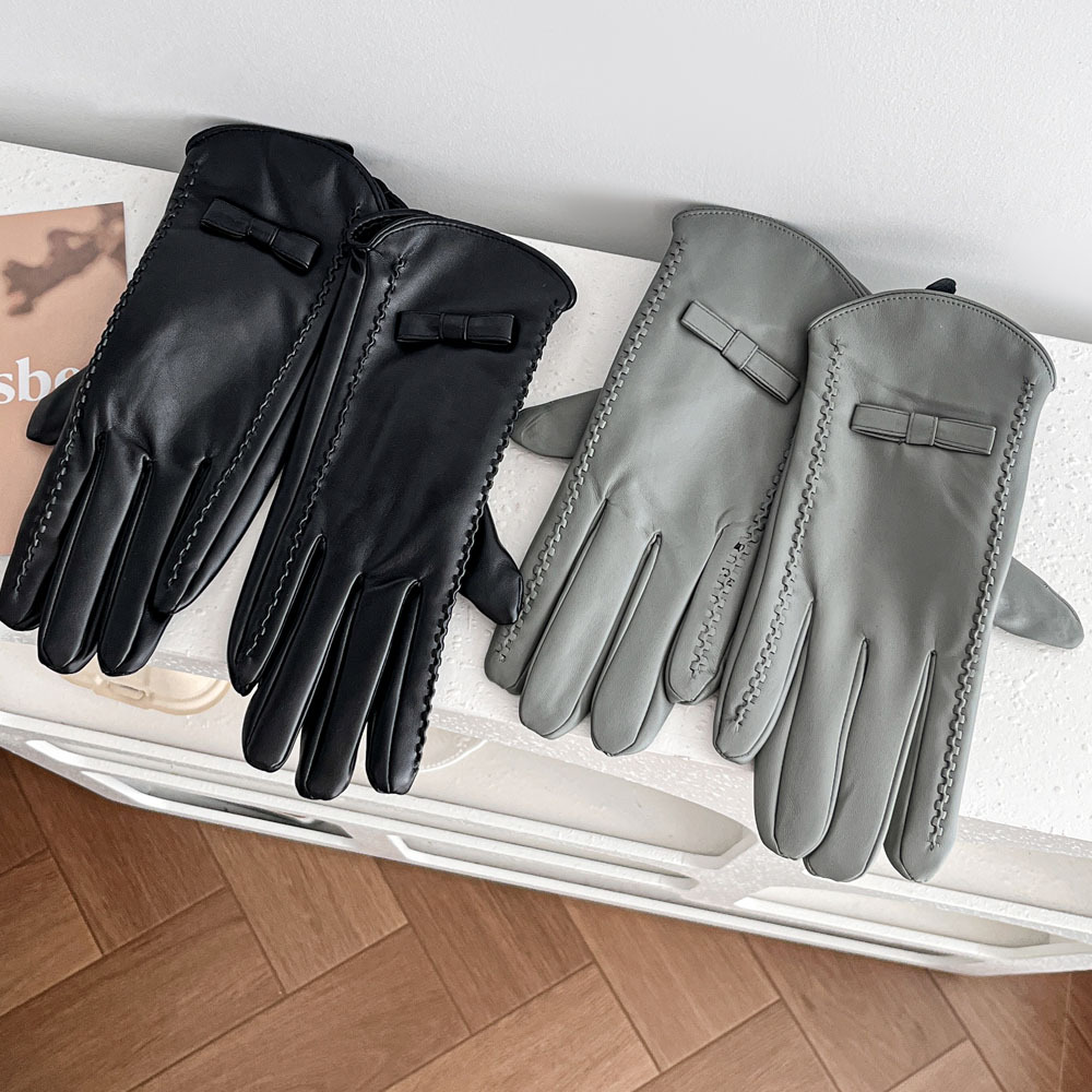 Leather Work Winter Gloves - Leather Gloves with Fleece for Women,