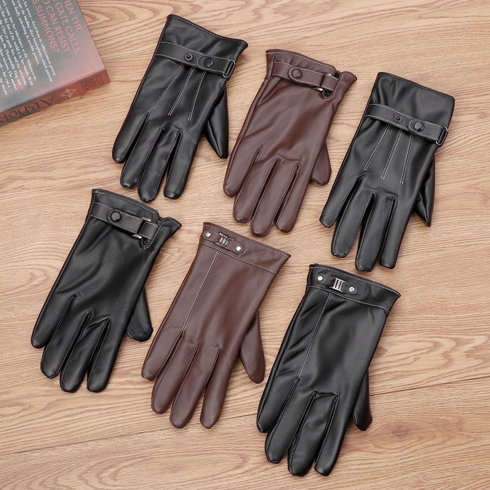 Leather Work Winter Gloves - Men's Fleece Thermal Leather Gloves Winter