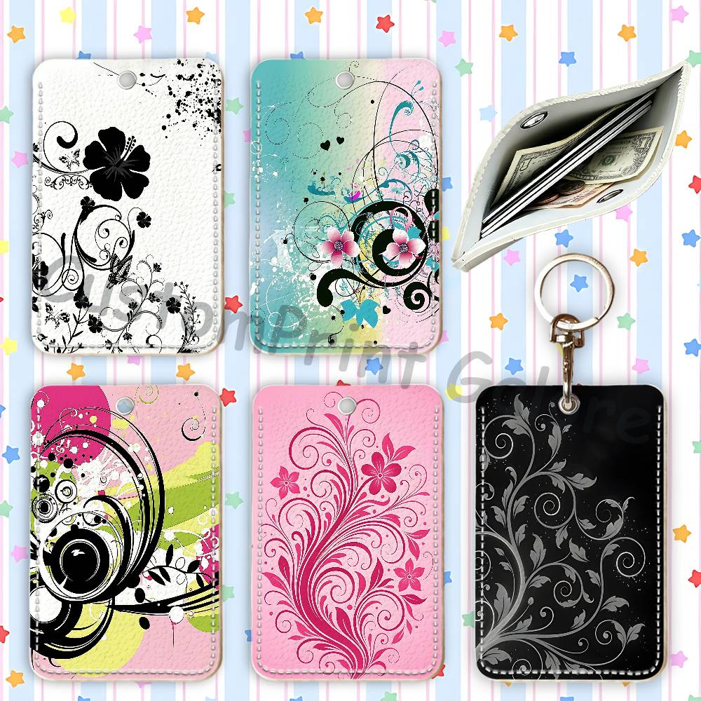 Leatherwork Keychain - Vectorflourish Floral Metro Frutiger Floral PU
