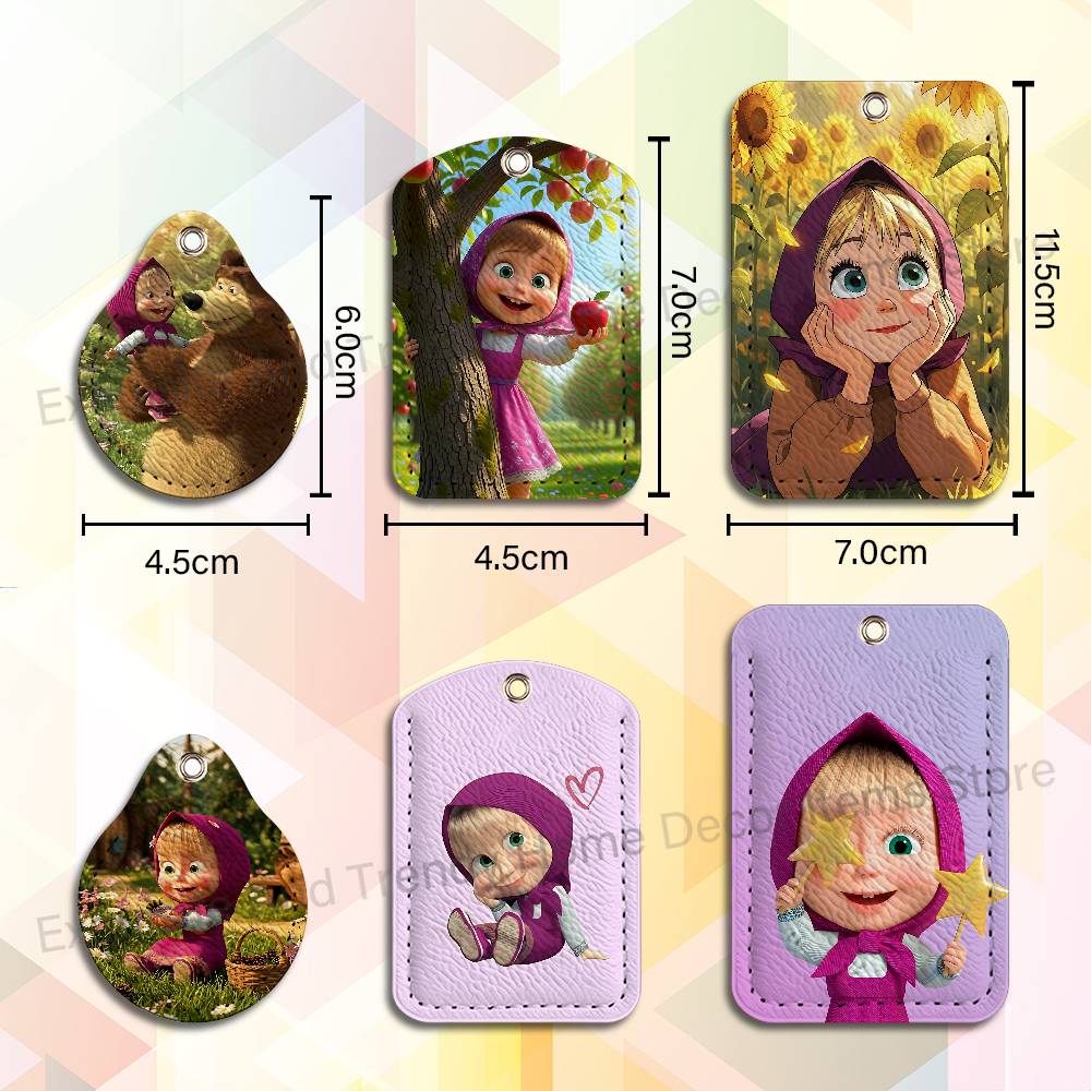 Leatherwork Keychain - Cute M-Masha And Bears Holder Keychain
