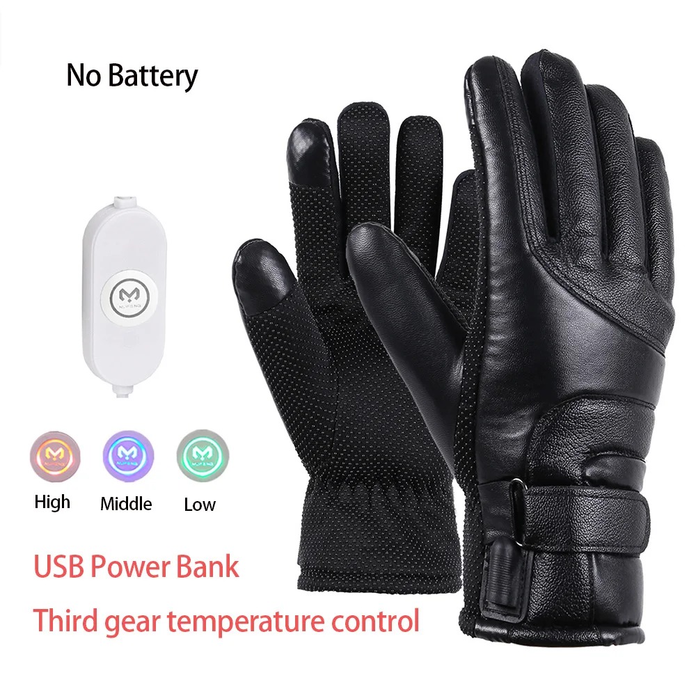 Leather Work Winter Gloves - Men Women Electric Heated Skiing Gloves