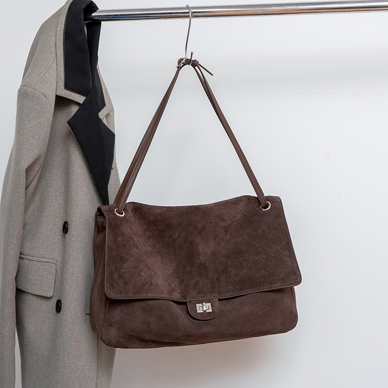 Leatherwork Wallet - Genuine Suede Leather Underarm Shoulder Bag