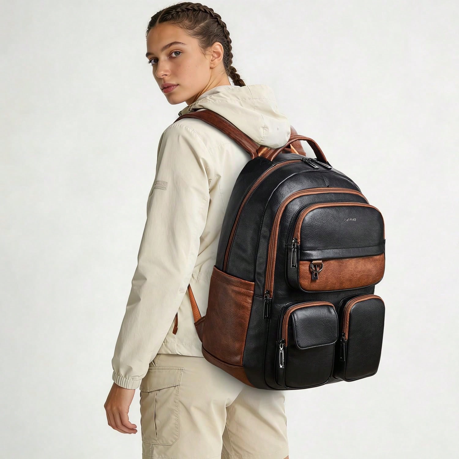 LATMAP Vegan Leather Backpack  - Leather Work Womens Backpack review and price