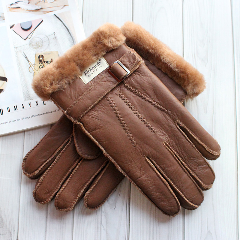Sheepskin Fur Gloves Men's Thi - Leather Work Winter Gloves review and price