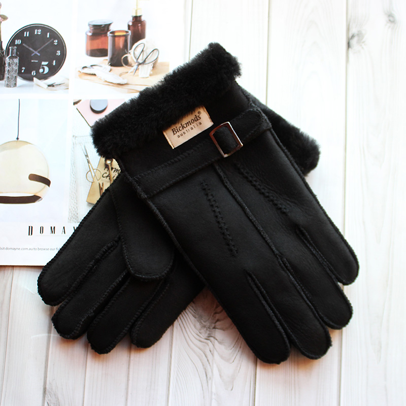 Sheepskin Fur Gloves Men's Thi - Leather Work Winter Gloves review and price