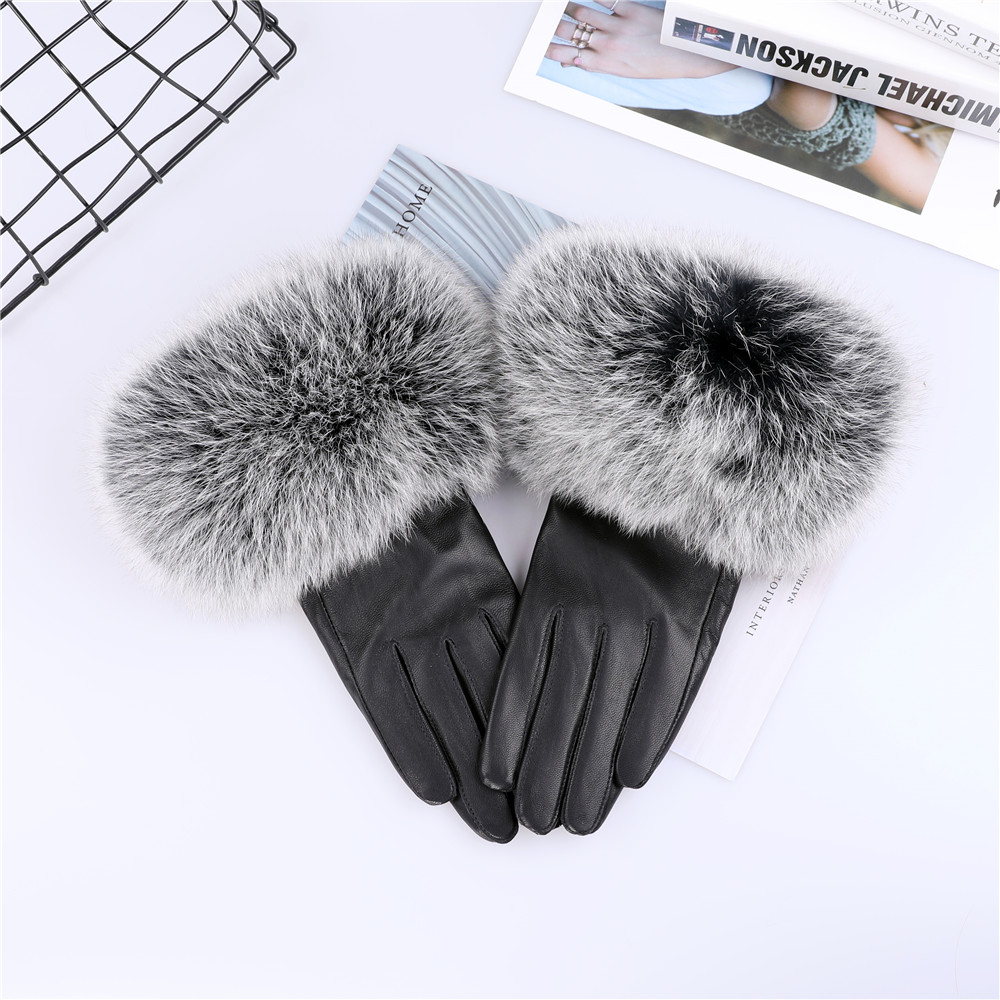 Sheepskin Natural Fox Fur Trim - Leather Work Winter Gloves review and price