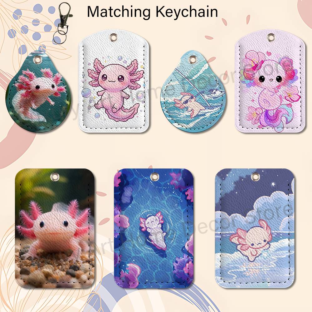 Cute pink A-Axolotl Cartoon Ho - Leatherwork Keychain review and price