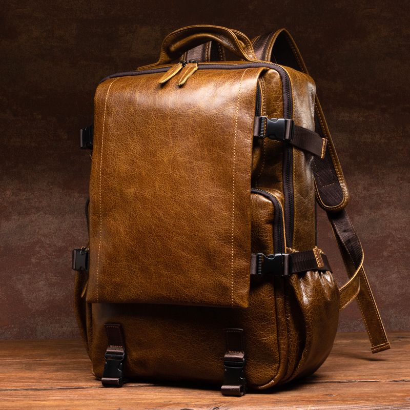 Retro cowhide backpack men and - Leather Work Womens Backpack review and price